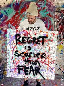 "REGRET IS SCARIER THAN FEAR” - Original Painting by Matt Szczur (36x36)
